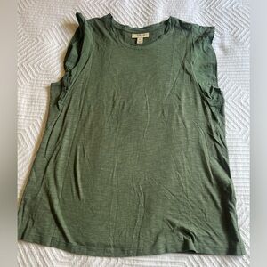 Style & Co - small flutter sleeve slim fit cotton shirt - medium green